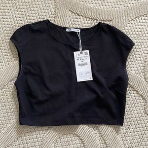 Black Zara cap sleeve crop top